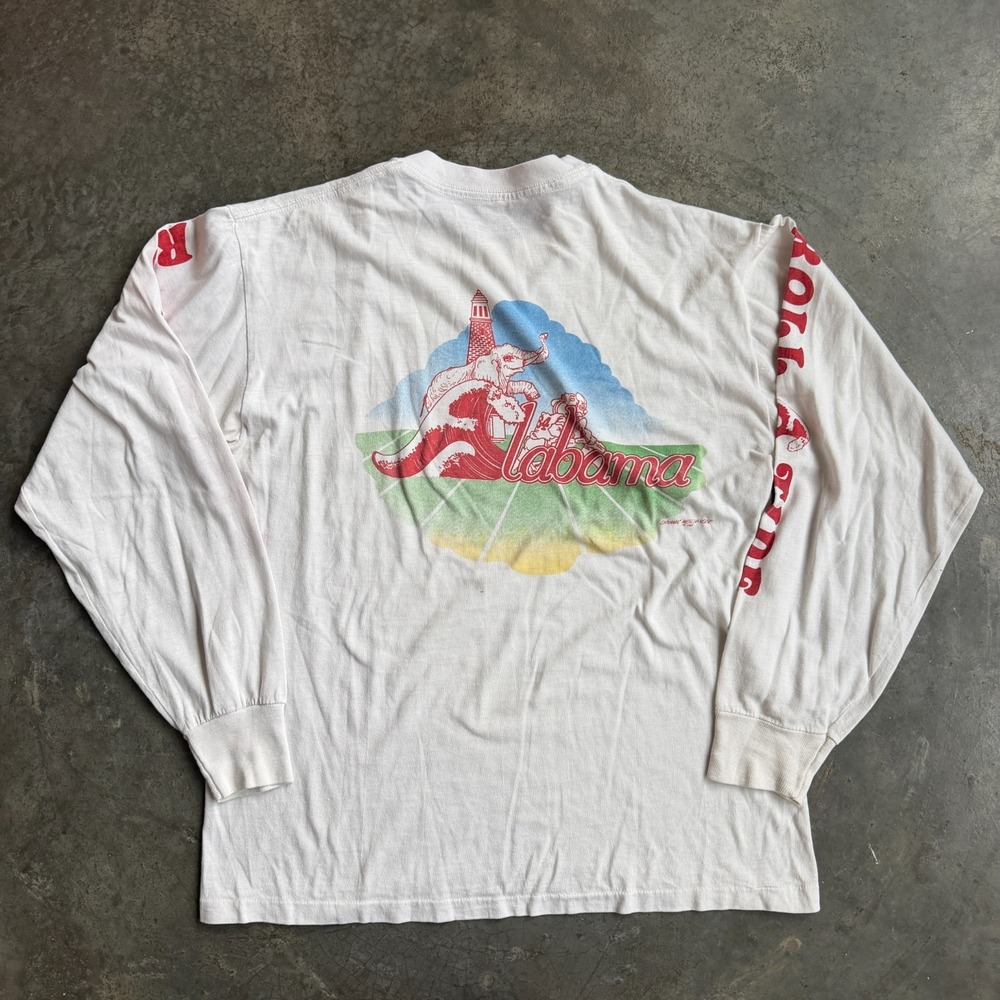 Vintage RARE 80s University of Alabama Crimson Tide Long Sleeve Graphic Mens S